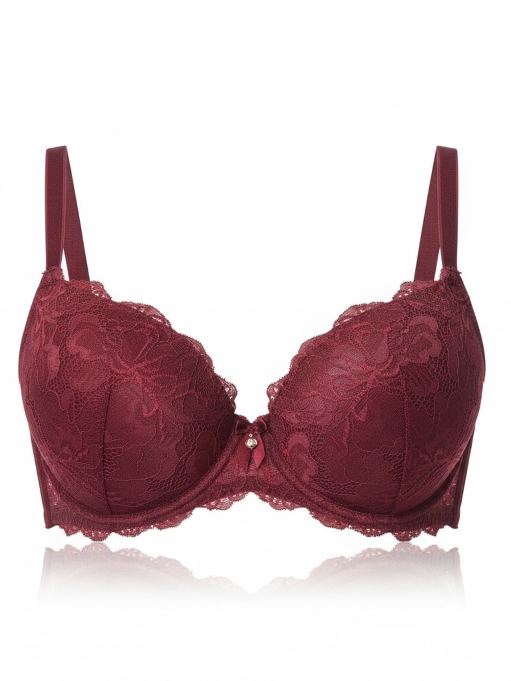 Auden Burgundy Lace Push-Up Plunge Underwire Bra 44D